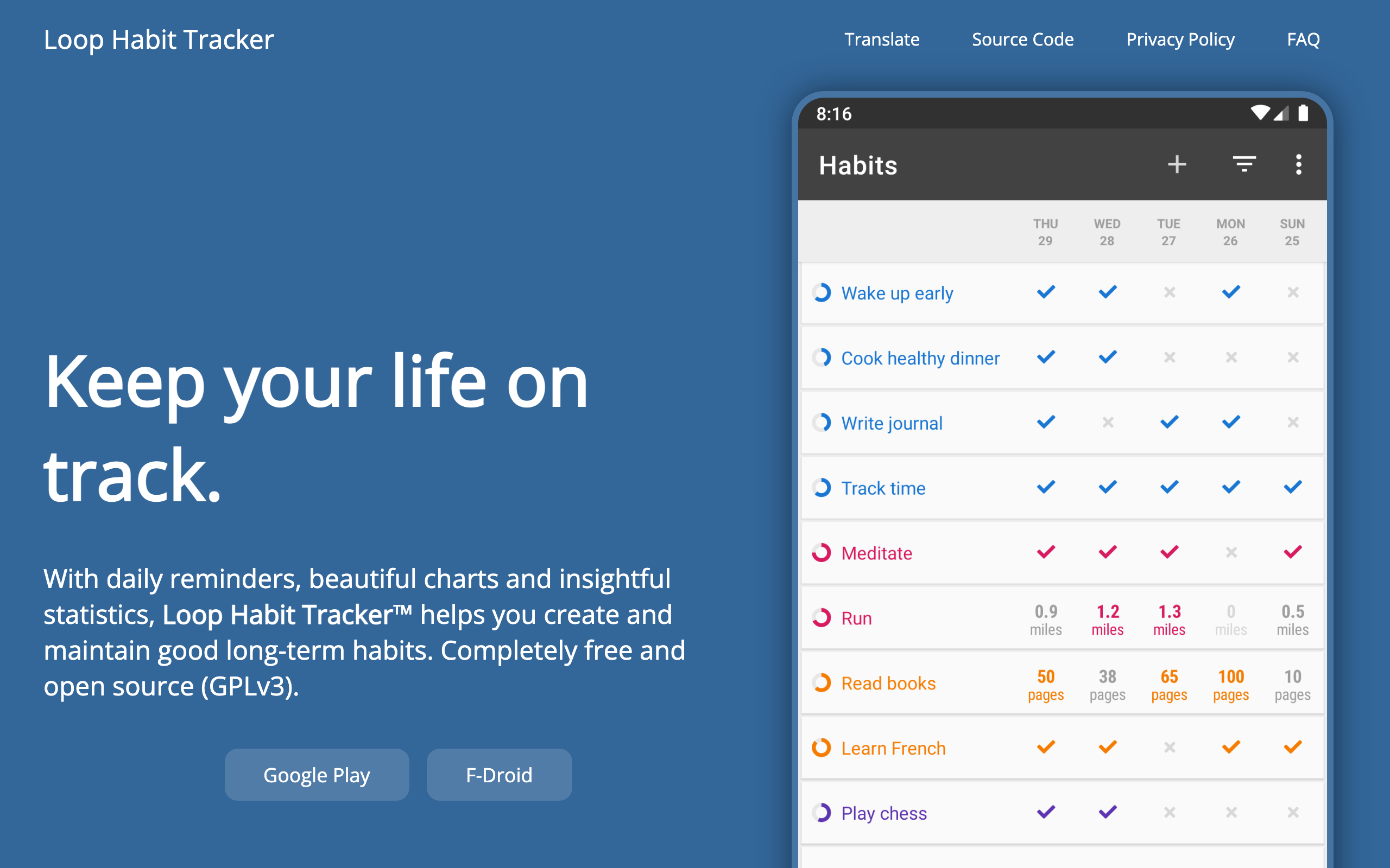 Loop Habit Tracker open source Android app