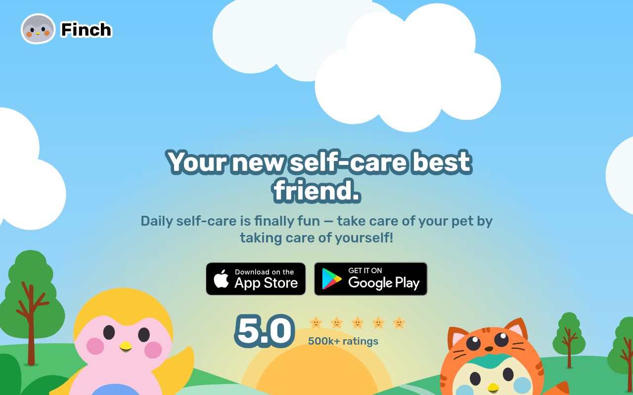 Finch self-care app homepage showing virtual pet