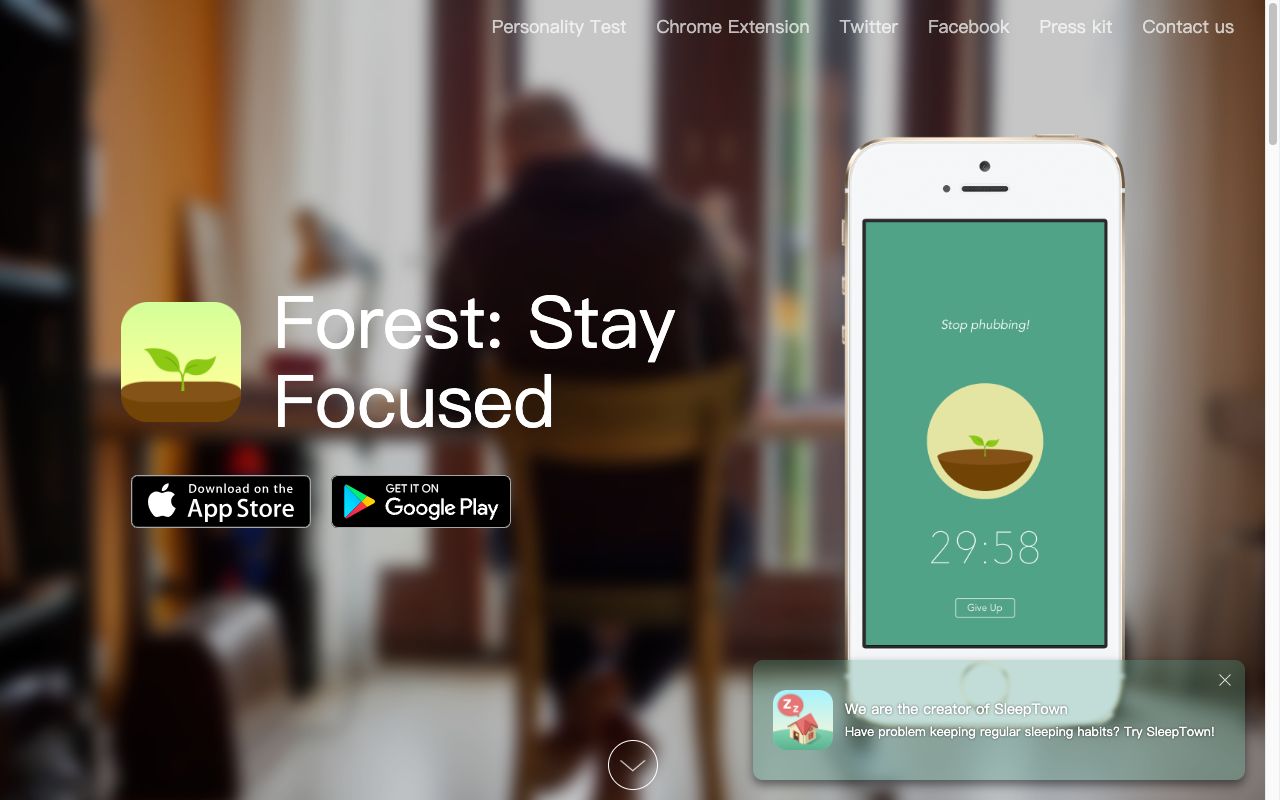 Forest focus app showing virtual tree growing during focus session